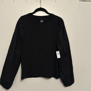 Gap Puff Sleeve mix material top. NWT